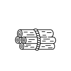 注連縄で束ねた丸太を描いたミニマル線画アイコン。神社への奉納用神木や神道儀式を象徴するデザイン