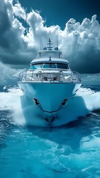 Front view of luxury yacht 