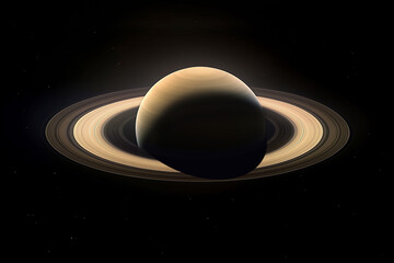 Obraz premium Saturne et ses anneaux sous un angle inhabituel.
