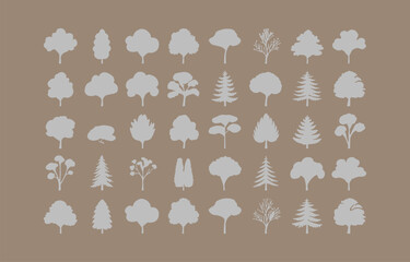 Collection of various tree silhouettes for design