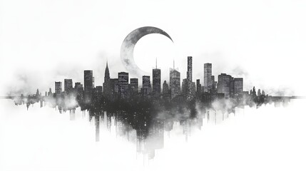 Fototapeta premium Surreal Double-Exposure Night Landscape with Deer Silhouette