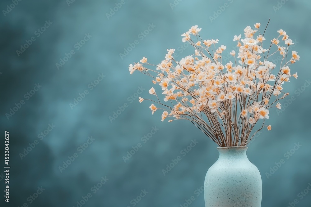 Aufkleber soft teal leaves with subtle textures illuminated by natural light in a serene environment