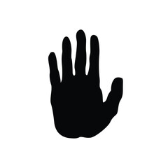 Obraz premium illustration of open palm showing 5 fingers in silhouette style, stop symbol, greeting sign