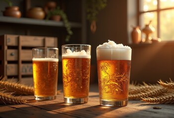 artisan craft beer vintage glassware set unique design handcrafted drinkware beer enthusiast collection, brew, foam, pint, tumbler, ceramic, alcohol, homebrew