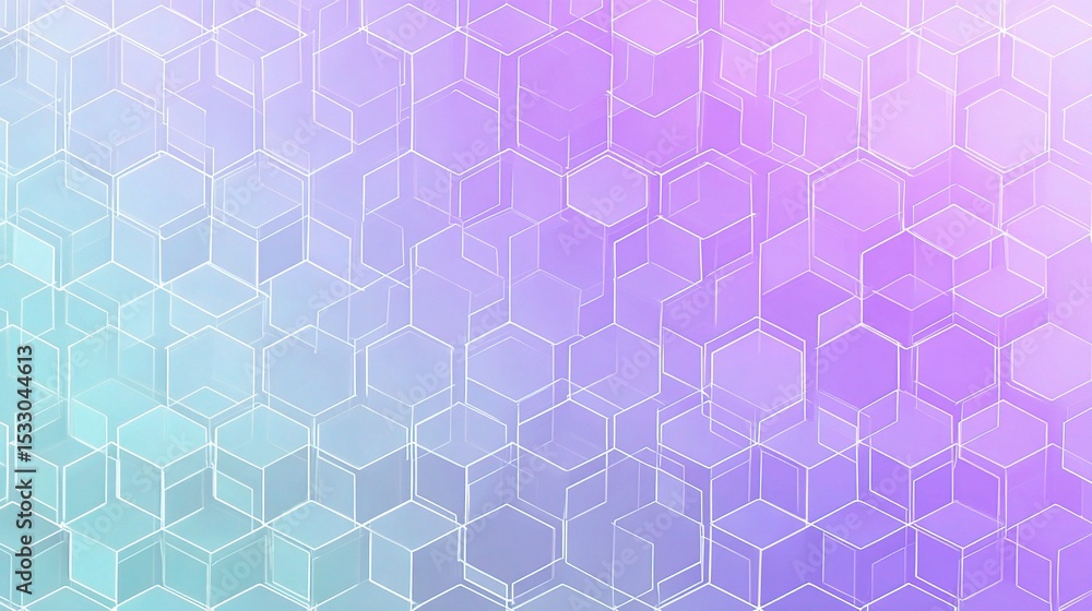 Poster modern gradient background in mint and lavender with hexagonal pattern