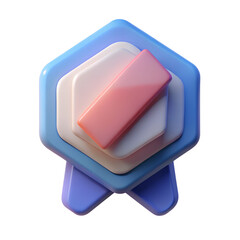 3D badge icon on a transparent background