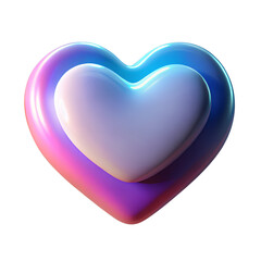 3d heart of blue glass icon on a transparent background