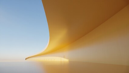 Abstract and Modern Architectural Design Interior With Golden Light