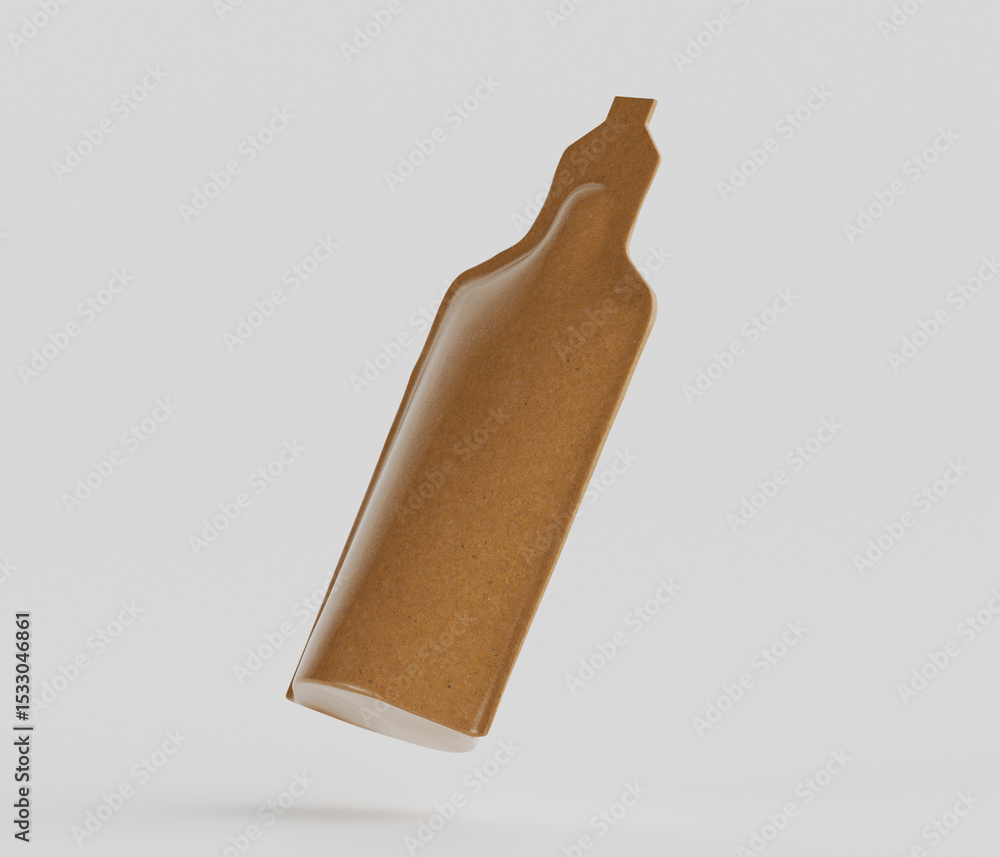 Aufkleber isolated 3 d render of a brown object with glossy surface and smooth texture against a neutral backg