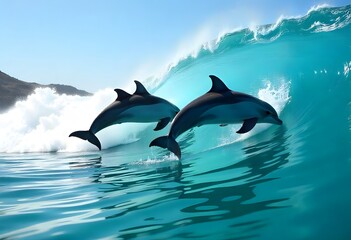 Fototapeta premium dolphin jumping out of water