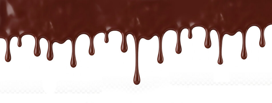 Brown Milk chocolate melting and flowing down. Dripping liquid. 3D rendering. 3D Illustration.