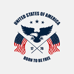 american flag with a badge and eagle