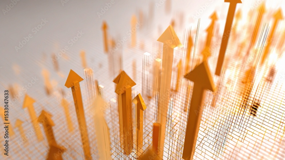 Poster rising 3d mesh bars in semi-transparent design with gradients
