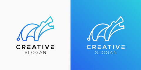Fototapeta premium Hippo Tech logo design templates. Modern isolated Hippo with Technology Elements symbols