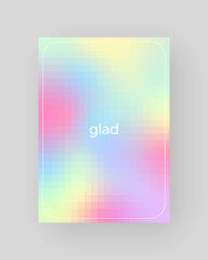 Poster with soft pixel gradient, pastel color pattern.