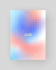 Poster with soft pixel gradient, pastel color pattern.