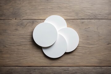 White circle paper and space for text on old wooden background.