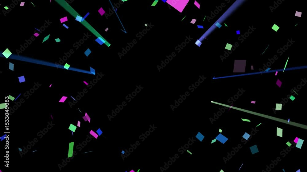 Poster video of particle pixels circular frame with neon lighting. scene for performance