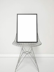 Poster frame on the chair, background.
