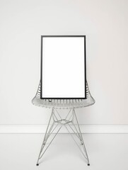 Poster frame on the chair, background.