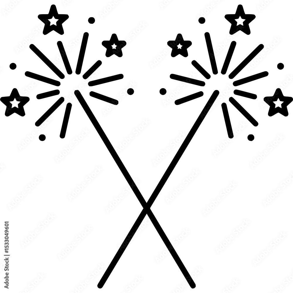 Poster bold line vector of sparklers in starburst style