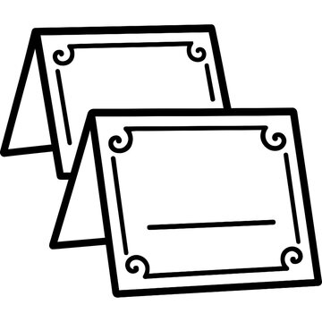 Outline icon of tent-fold wedding place cards