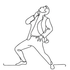 Arrogance — single-line minimalist drawing: theatrical male pose embodying pride and superiority.