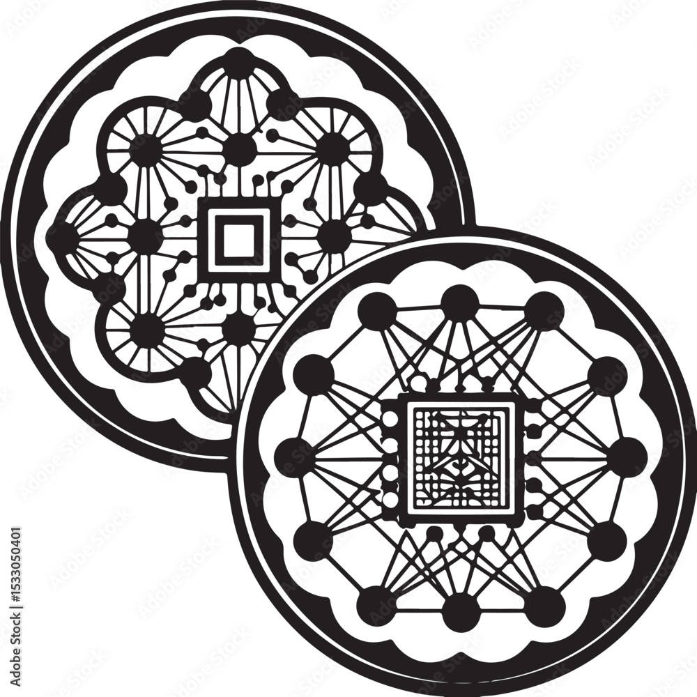 Poster celtic ornament vector illustration seamless pattern on white background for digital connection conc