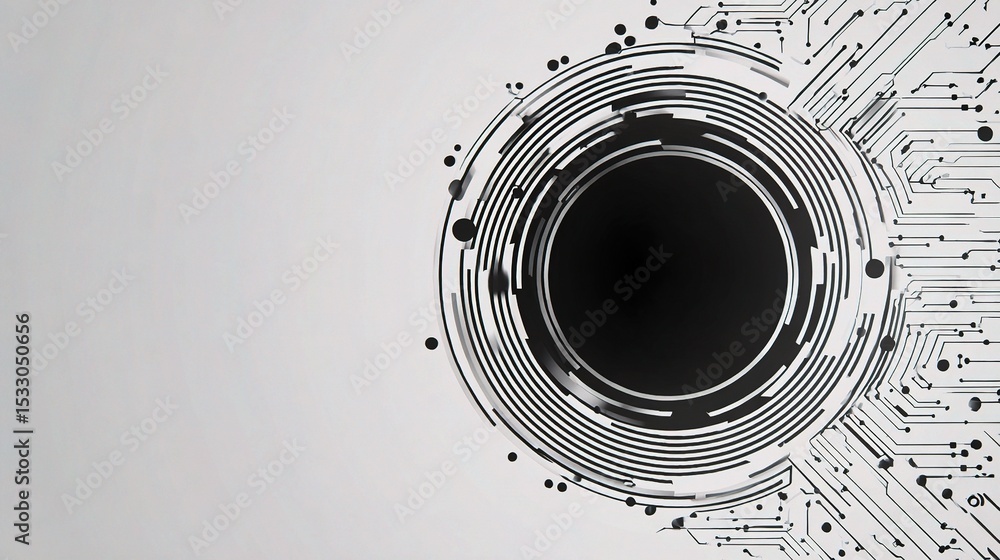 Poster abstract circular design with circuit elements for technology background