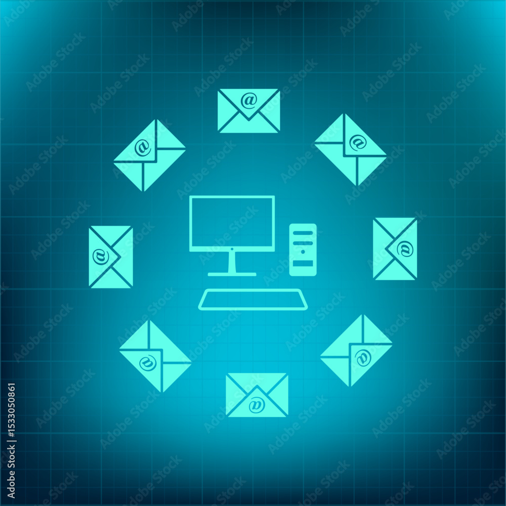 Poster vector icon on a blue background with a gradient