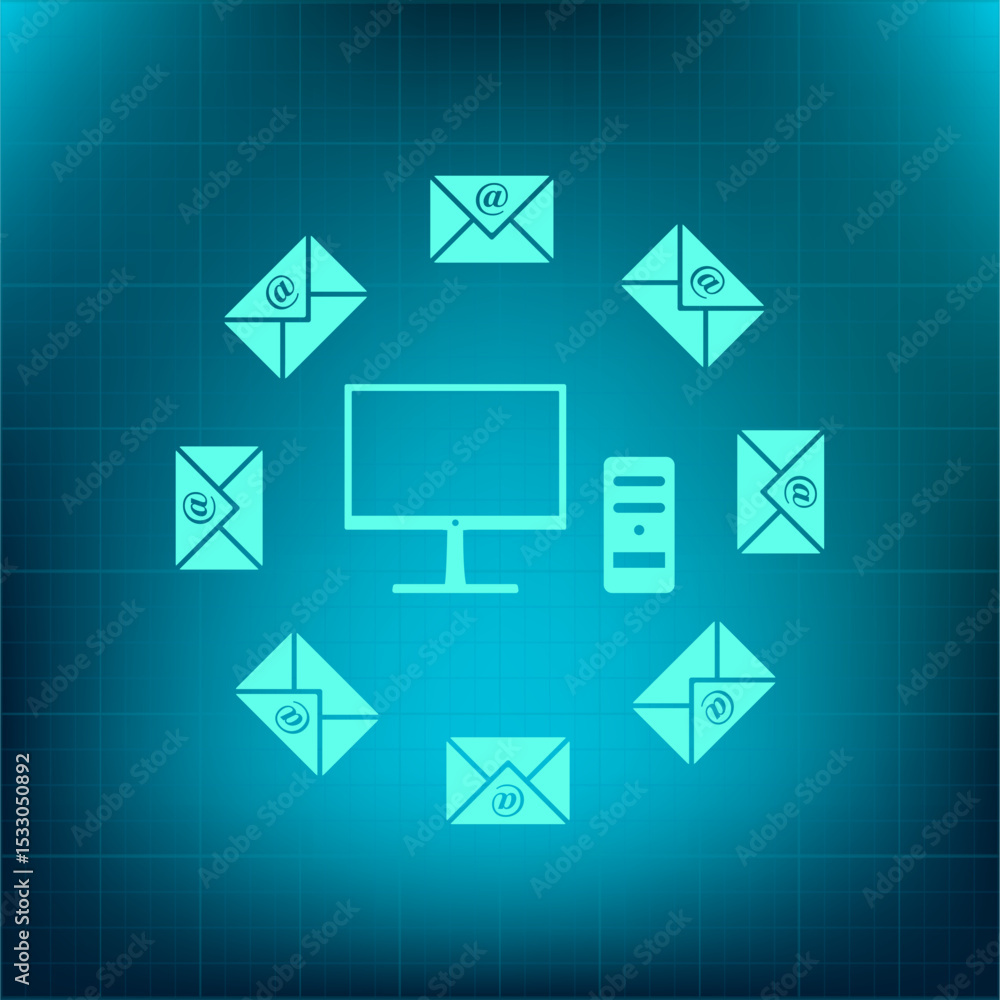 Poster vector icon on a blue background with a gradient