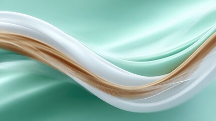 Curvilinear forms intertwine in muted green and beige shades, showcasing a soothing interplay of light and texture in a minimalist style