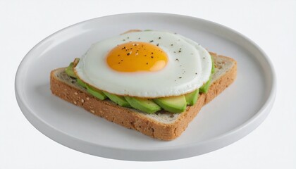 Delicious Plate of Avocado Toast with a Fried Egg Isolated on a Transparent Backgroun