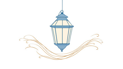 Single Continuous Line Drawing of Lantern Banner Vector Design