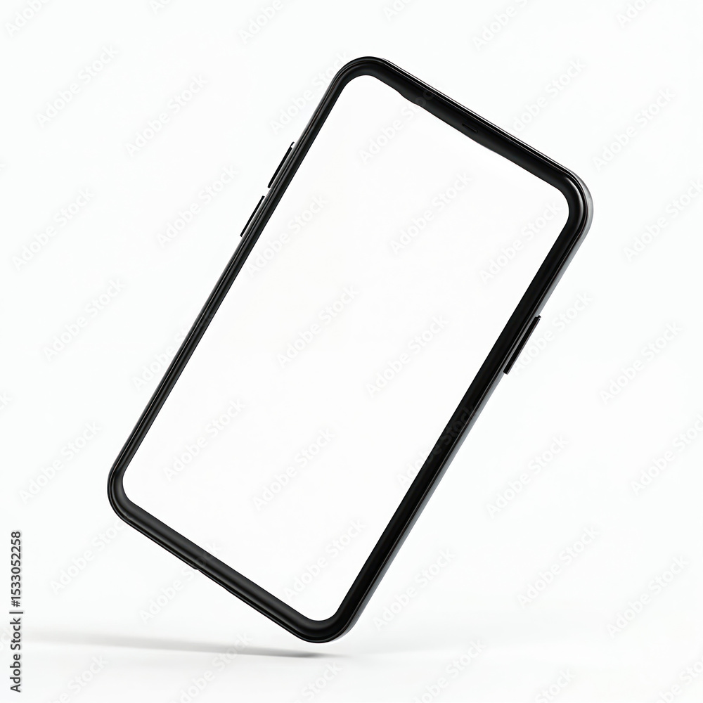 Poster modern smartphone with blank screen isolated on white background. mobile phone floating, blank displ