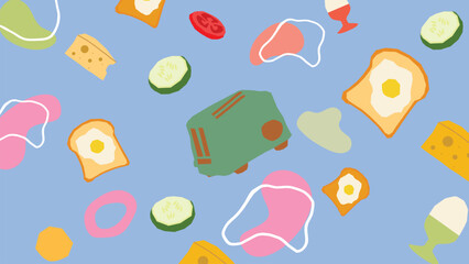Toaster and toast morning meal background