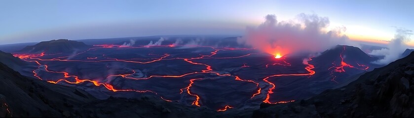 Volcanic Landscape at Dusk