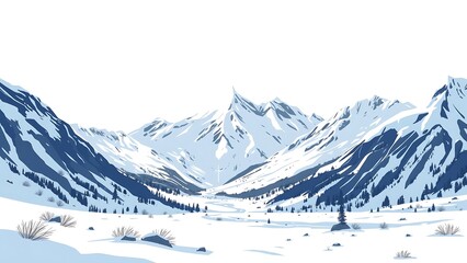 Snow Mountains Landscape  
