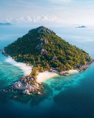 A breathtaking tropical island awaits your exploration. Crystal-clear waters lap against the sandy shores. Nature and tranquility blend harmoniously. Generative AI