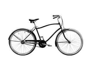 Fototapeta premium A sleek black bicycle stands against a white background, showcasing its modern design and shiny chrome wheels.