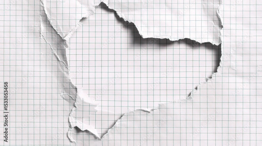 Aufkleber torn graph paper with visible grid pattern on clear background