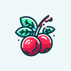 Cranberries on a branch with vibrant leaves in a colorful design and copy space