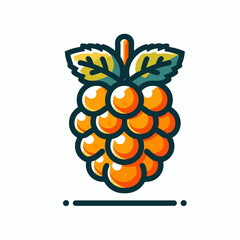 Cloudberries with detailed leaves in a vibrant design and copy space