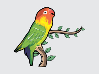 vector illustration love birds on twig