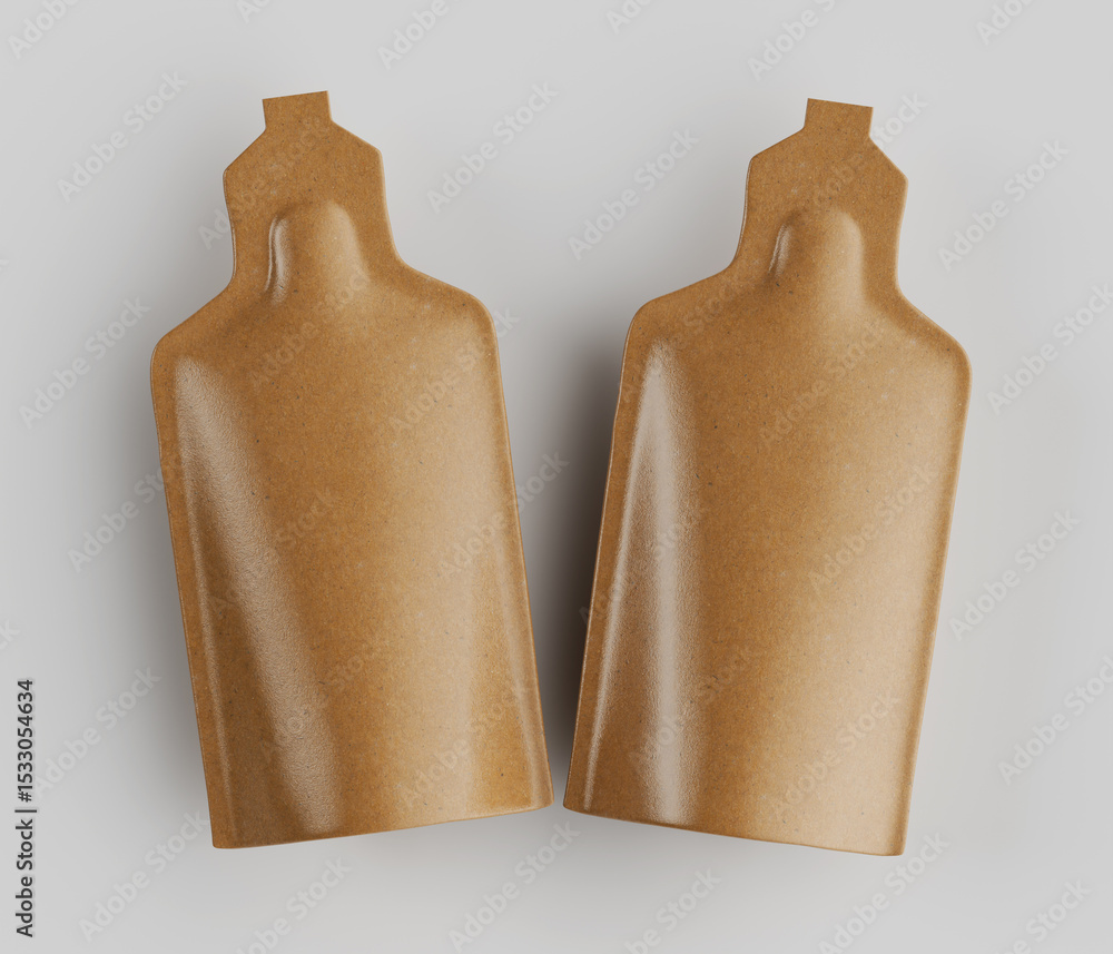 Poster abstract forms in warm brown tones against neutral background minimalist design with smooth curved s