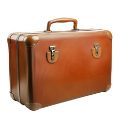 Luxury Leather Travel Bag – Stylish Vintage Brown Weekend Luggage with Buckles isolated on a white background
