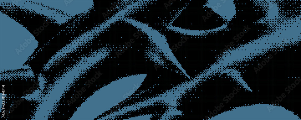 Poster Intricate patterns of dark branches and shadows blend on a blue background creating a captivating visual experience