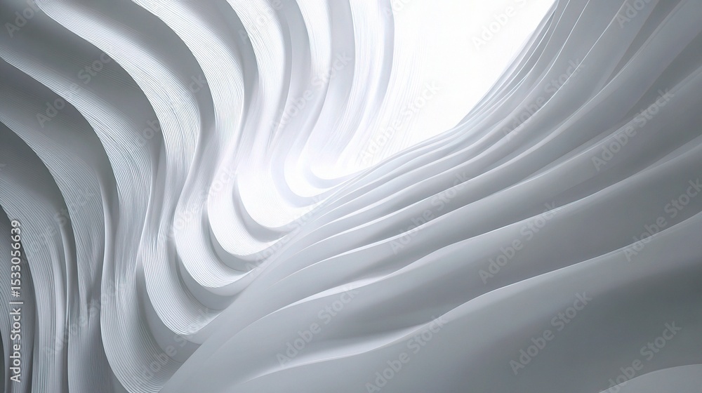Poster elegant wave patterns in white creating visual interplay of lines