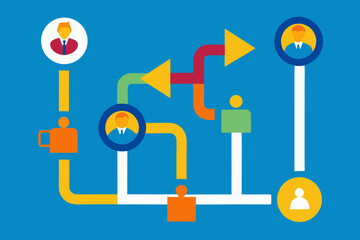 Workflow and Process Management Diagram Featuring People and Connections