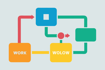 Abstract Workflow Diagram Illustration with Connected Elements